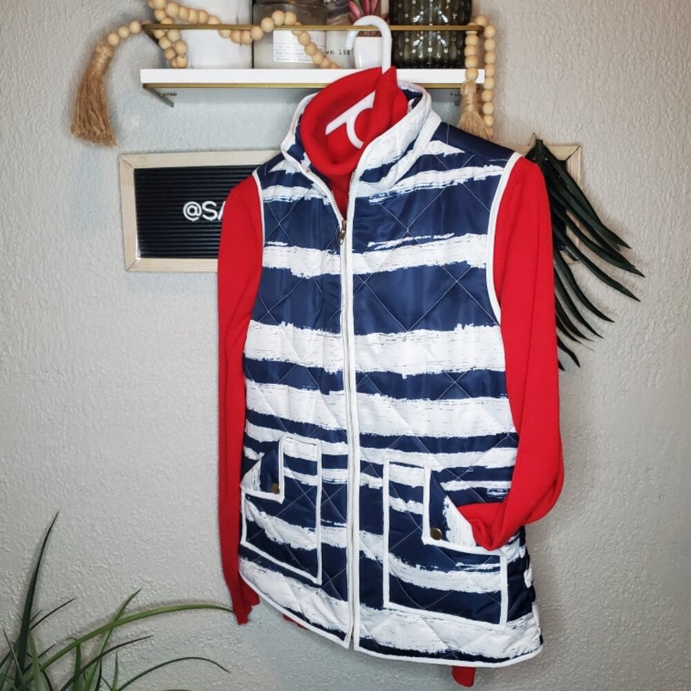 Tea N Rose Pretty Winter Knitted Puff Vest w/Pockets Size S